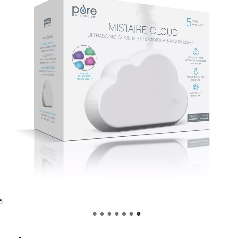 Pure Enrichment MistAire Cloud Ultrasonic Cool Mist Humidifier and Mood Light